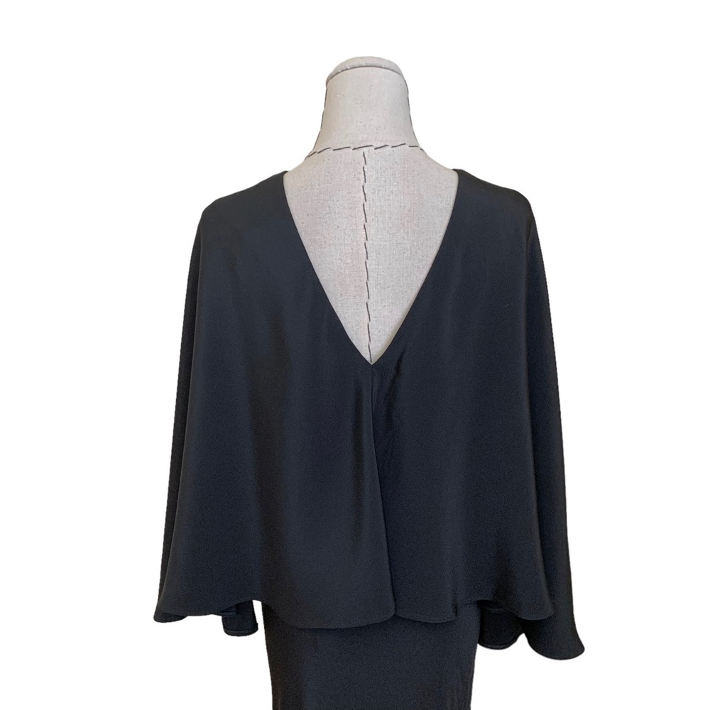 Alessandra Rich Black Capelet Silk Gown sz 40 - Picture 9 of 15